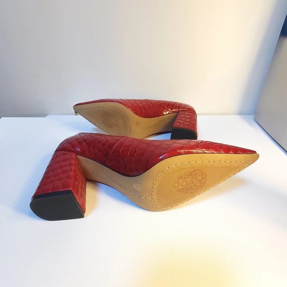 Vince Camuto Red Croc-Embossed Pointed-Toe Pumps - Picture 7 of 9
